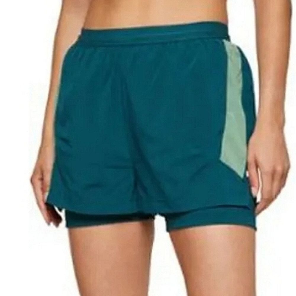 Fourlaps Women's Deep Teal and Dark Ivy Command Shorts Size Medium